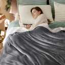 Bedsure GentleSoft Sherpa Fleece Blankets Queen Size for Bed - Thick and Warm Throw for Women and Men, Non-Heated, Soft Fuzzy Plush Queen Blanket for Winter, Grey, 90x90 Inches