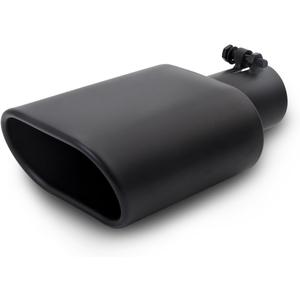 A-KARCK Square Exhaust Tip 2.25" Inlet, Black Coating Rectangle Exhaust Tailpipe Tip 3" x 5.5" Outlet 9.5" Long Bolt on Design