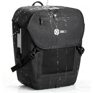 go wild Waterproof Bike Pannier Bag for Rear Rack 20L Bicycle Commuter Bag with Laptop Sleeve, Reflective Strips & Rain Cover Durable Cycling Saddle Bag