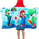Super Mario Bath/Pool/Beach Soft Cotton Terry Hooded Towel Wrap, 24 in x 50 in, By Franco Kids