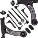 12pcs Suspension Kit for Toyota Corolla 2003 2004 2005 2006 2007 2008, Lower Control Arms w/Ball Joints Sway Bar Links Tie Rods Boots & Bellow Replacement