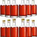 Clear Glass Bottles 6 oz - 200ml [Pack of 12] for Wine Beverages Drinks Oil Vinegar Kombucha Beer Water Soda with Cork Stopper Airtight Lid