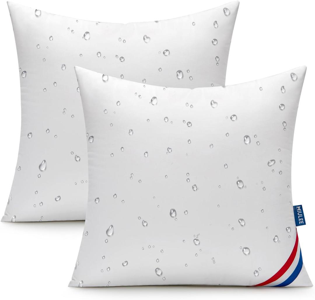 MIULEE Outdoor Pillows Pack of 2 18x18 Inch Outdoor Pillow Inserts Waterproof Decorative Throw Pillow Inserts, Square Water Resistant Pillow for Garden Couch Furniture