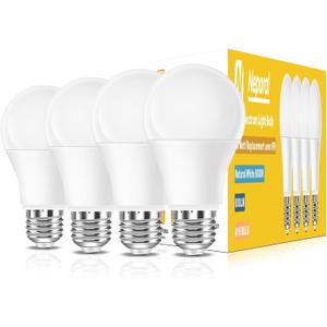 Full Spectrum Light Bulb, 6000K Natural Sunlight Bulbs, 9W 60W Equivalent LED Light Bulb, Natural Light Bulbs A19, E26/E27, 4 Pack