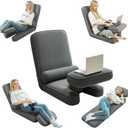 ZALL Grey Floor Folding Recliner Chair, Adjustable Back Support - Ergonomic Comfort for Game Room, Home Reading Leisure