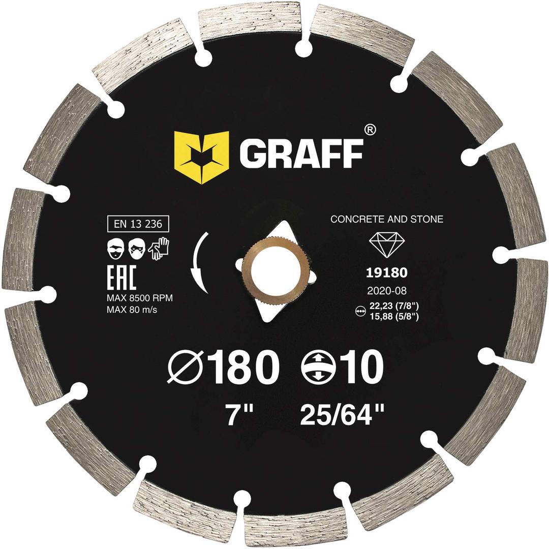 7 Inch Diamond Blade for Angle Grinder  Diamond Cutting Wheel for Cutting Stone, Marble, Granite, Brick, Masonry, Paving Flag, Concrete  Diamond Saw Blades Segment Height 0.394 (10 mm)  GRAFF