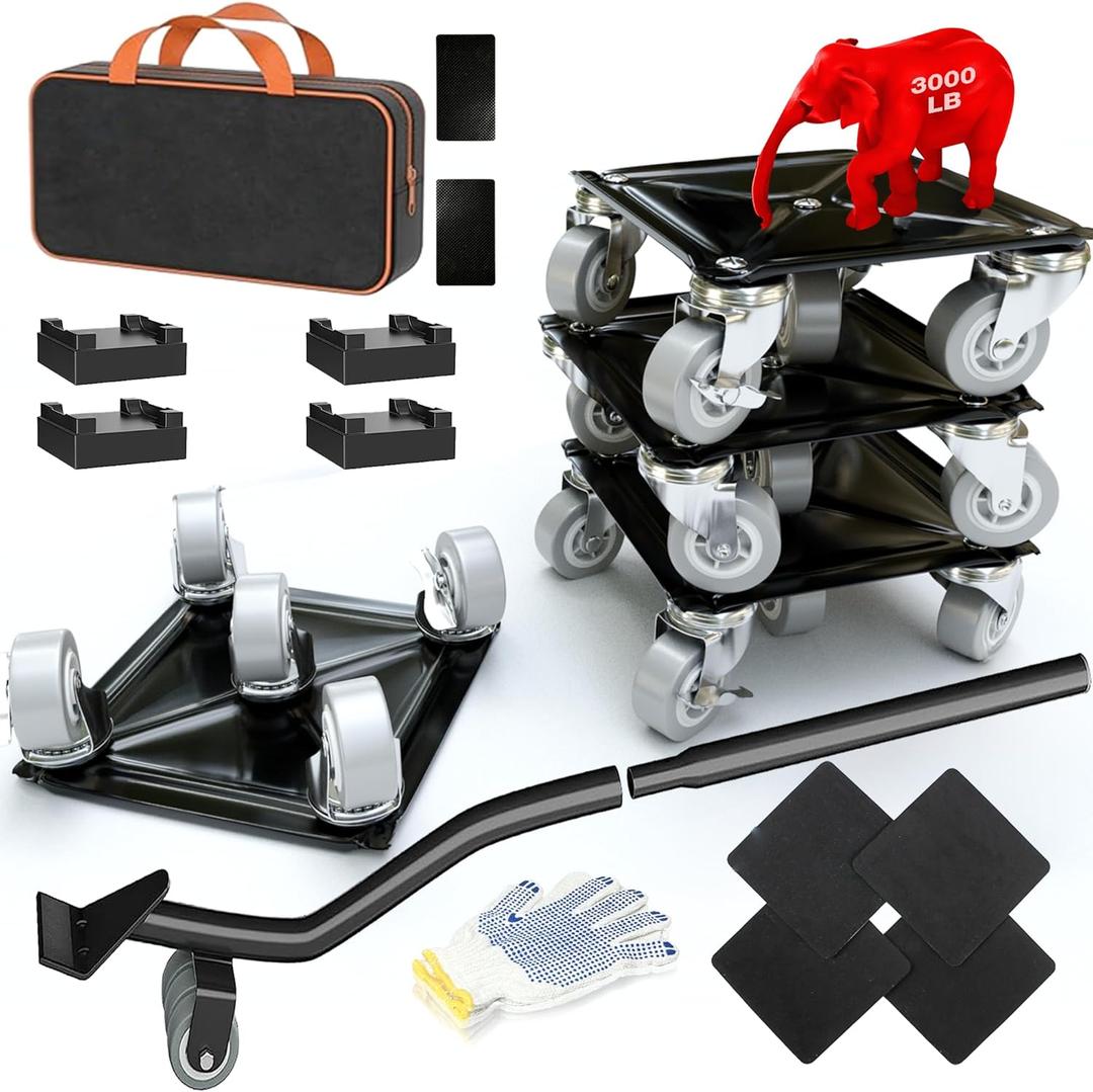Newly Upgrade Furniture Dolly - Furniture Movers with 5 Wheels, 360 Rotatable and Lockable, Heavy Duty Furniture Lift Mover Tool Set for Moving Heavy Furniture and Appliances,Maximum Load 3000LBS (Gray)