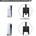Upgraded Adjustable Console Holder Wall Mount for PS5: Black Gaming Stand for PlayStation 5/PS5 Slim/Pro Digital Disc Edition With 2 Controller Kits Black