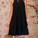 BTFBM Women Summer Dresses 2025 Casual Spring Clothes Sleeveless Halter Neck A-Line Tiered Mini Dress Beach Sundress (Black, L)