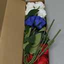Artificial Roses Flowers, 12 Pcs Red White Blue Patriotic Long Stem Realistic Silk Roses Bouquet for 4th of July, Memorial Day Decoration (Red, White, Blue, 12-PCS)