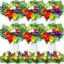 Hotop 24 Pcs Hawaiian Flower Centerpieces for Tables Artificial Palm Leaves Fake Hibiscus Flowers Tropical Party Decorations Supplies for Luau Safari Jungle Beach BBQ Theme Party Birthday Table Decor