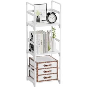 FIDUCIAL HOME 3 Tiers Small Bookshelf Book Shelf White Kids Bookcase Mini Short Book Rack Storage Organizer Easy Assemble, Sturdy