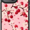 FUNMIKO for iPhone 14 Case Military-Grade Protection & Wireless Charging - Trendy Floral Design for Women Girls, Non-Slip Matte Phone Cover with Shockproof Corners - Cherry Blossom