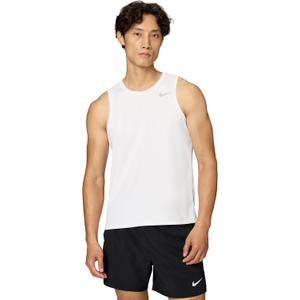 Nike Men's Miler Dri-FIT Running Tank (Large, White/Reflective Silver)