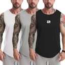 Men's Tank Tops 3 Pack Muscle Shirts Sleeveless Dry Fit Gym Workout Tank Top Mesh Material Quick Dry Athletic Running (Medium, Black+white+gray)