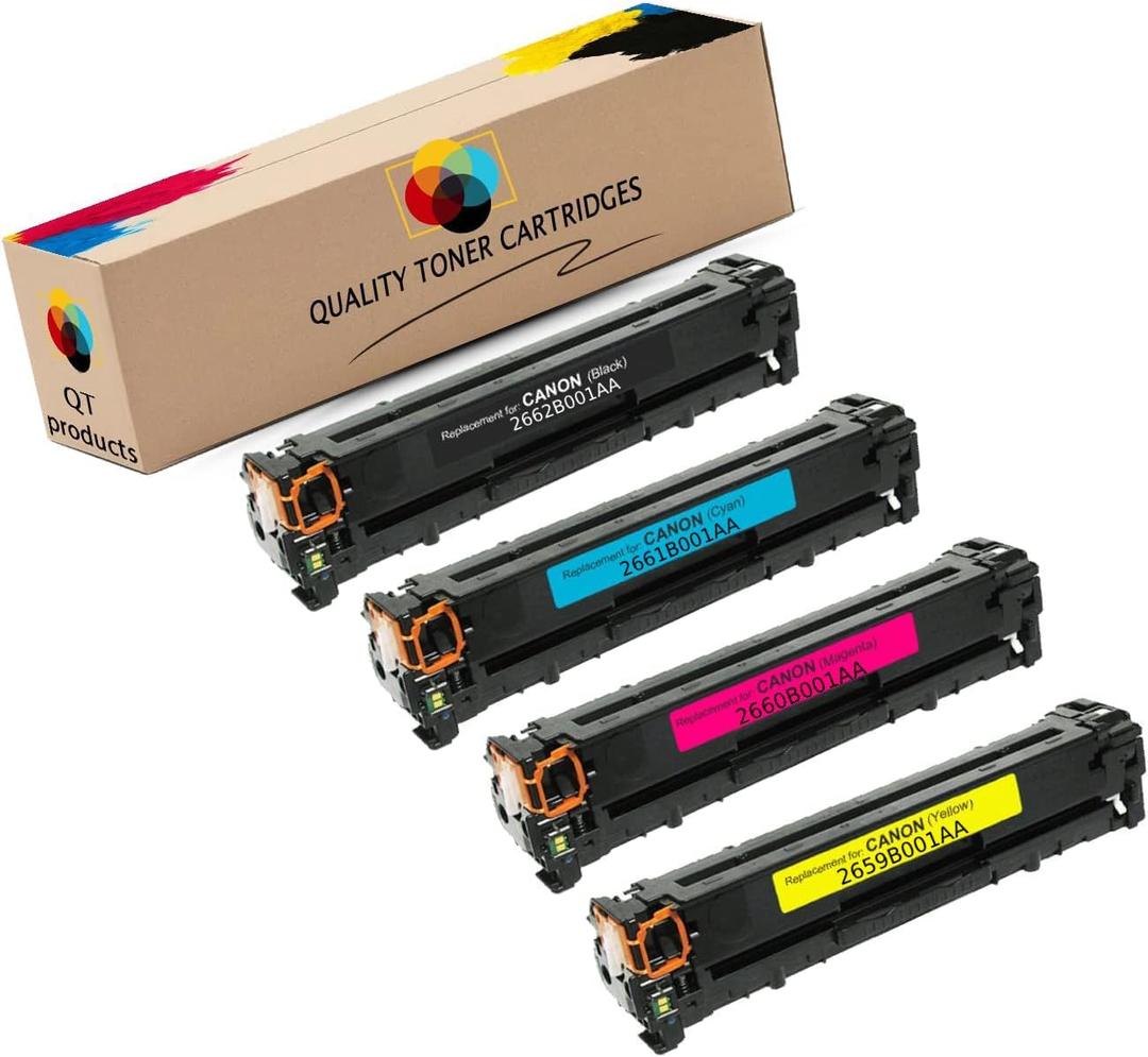 QT Ink (QT) with Compatible CMYK Toner Cartridge Replacement for Canon CHCC530A CHCC531A CHCC532A CHCC533A use with Color Laserjet ImageClass LBP7200 (Black, Cyan, Magenta, Yellow)