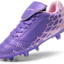 DREAM PAIRS Boys Girls Soccer Football Cleats Shoes for Little/ Big Kid, Size 2 Little Kid, Light/ Purple/ Pink, SUPERFLIGHT-3K 