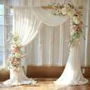 MDS Pack of 2 Panels (30" Width x 20ft Long) Wedding Arch Draping Fabric Sheer Chiffon Arbor Canopy Drapery for Wedding Ceremony Reception Decoration Party Ceiling Backdrop Curtain Swag - Ivory