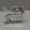 Ewong Happy Anniversary Romantic Gift for Women, Acrylic Heart with Flower and Cardinal, Wedding Anniversary Keepsakes for Wife Husband Couple Lover Girlfriend Boyfriend Him or Her (Anniversary- Red)