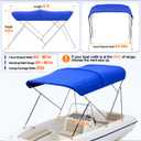 3 Bow Bimini Top for Boats, 304 Stainless Steel Frame with 900D Canopy