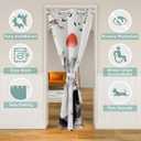 Chinese Mountain Door Curtain for Doorway Privacy 34x80 Inch 1 Panel Kids Landscape Painting Red Plum Closet Door Cover Boy Girl Chinese Traditional Culture Darkening Curtain Sunset (Orange Red Black)