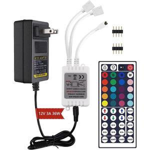 Yiliaw 44 Keys IR Remote Controller Kit - Includes Wireless Rectifier Control Box and DC 12V 3A Power Supply Adapter - Replacement Control for SMD 5050 3528 2835 RGB LED Strip Lights