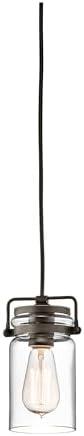 Kichler Brinley 7.75" Kitchen Pendant in Olde Bronze®, Mini Farmhouse Pendant with Clear Glass, (7.75" H x 4.75" W), 42878OZ, Pack of 1