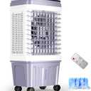 Portable Air Conditioners, 2500 CFM Swamp Cooler with 6.87 Gal Water Tank, 3-Speed Fan, 25 DB Evaporative Air Cooler with 16 FT Remote Control, 120Oscillation, 7.5H Smart Timer, 4 Ice Packs (Gray) (Missing controller)