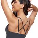 DreamLeaf Women's Triangle Bralettes Cami Deep V-Neck Plunge Bra Wireless Adjustable Criss Cross Unlined Yoga Bra (Black, S)