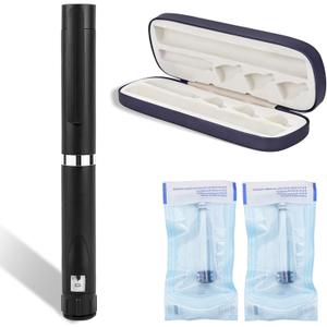 60 Unit Peptide Pen, Reusable V2 Injector Metal Pens with 2PCS 3ml Cartridges and Travel Case, Universal Compatibility, Daily Use (Black)