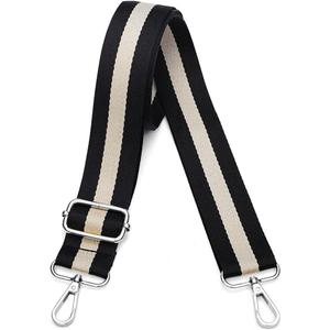 Lekesky Purse Strap Replacement Crossbody Purse Strap for Women (A: Black & Milk White (Silver Buckle))
