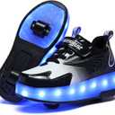 Ehauuo Unisex Roller Shoes Kids Sparkling Wheels Shoes Girls Light up Roller Skates Sneakers Boys Rechargeable Flashing Sneakers for Gift (12 Little Kid)