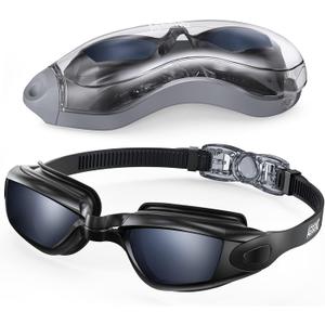 Aegend Swim Goggles, Swimming Goggles No Leaking Full Protection Adult Men Women Youth (Dark Black)