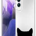 Compatible for Samsung Galaxy S25 Edge Case Clear Cute for Women - Rugged Phone Cases Funda Protector Cover Skin (Black Cat Ears Animal)
