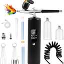 Airbrush Kit with Compressor, 50PSI High Pressure Cordless Airbrush, 6400mAh Rechargeable with LCD Display, Dual Action Airbrush Set for Nail Art, Cake Decor, Painting, Modeling, Makeup