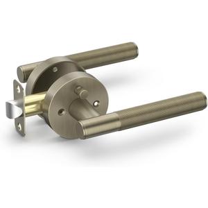 Asidrama 1 Pack Brushed Antique Brass Privacy Door Handles, Door Lever with Door Knobs Indoor for Bedroom or Bathroom, Heavy Duty Door Handles Interior with Locks for Left Right Sided Door 