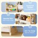 EXPERLAM Toy Storage Organizer, Toy Storage Shelf with 3 Shelves and 16 Storage Bins (12 Small + 4 Large), 3-in-1 Kids Bookshelf for Kids Rooms, Playroom, Nursery, White