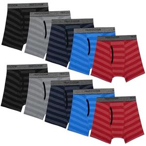 Fruit of the Loom boys And Toddler Boxer Briefs, Tag Free & Breathable Underwear, Assorted Color Multipacks 10 Pack, Size XL