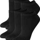 Hanes Women's Plush Comfort Toe Seam No Show Socks, 6-Pair Pack (Black)