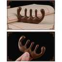 2 x 100% Natural Handmade Pure wood Five-tooth meridians comb portable gold wire sandalwood comb large wide tooth head scalp meridians scraping massage comb Wooden Comb for Men and Women