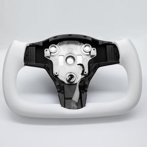 ZIMABLUE Yoke Steering Wheel Personalized Yoke Steering Wheel, Nappa Leather without Front Trim for Tesla Model 3 2017-2023, Model Y 2019-2024 With Heating Function