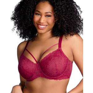 HSIA Minimizer Bras for Women Full Coverage, Unlined Lace Sexy Plus Size Underwire Bra for Large Breasts (36C, Rose Red)