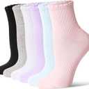 CS CELERSPORT Women's Mini Crew Ankle Socks with Scalloped Top,Pack of 6 | Pre-Washed Cotton Fabric,Seamless Toe,Casual Socks to Match Loafers,Birkenstocks and Boots for Daily Wear (S)
