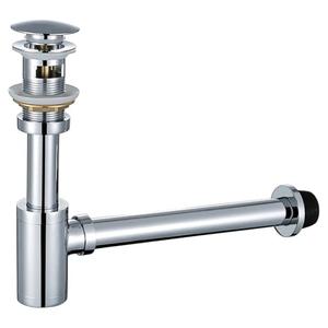 RANDOM Polished Chrome Brass Bottle P Trap Kit Contemporary Round Bottle P-Trap 1 1/4 with Pop Up Drain With Overflow.83888C-S6