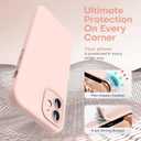 HATOSHI for iPhone 12 Case, [Upgraded Camera Protection] Liquid Silicone Phone Case with 2 Screen Protectors, Soft Anti-Scratch Microfiber Lining Shockproof Phone Cover, 6.1 inch, Pink