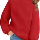 Haloumoning Girls Oversized Crewneck Sweatshirts Kids Fashion Fleece Drop Shoulder Pullover 150 Y