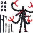 Already Assembled T13 Action Figure Accessories,T13 Multi-Jointed Movable,for Collectors Desktop Decorations t-13 Movability 3D Printed Toys (Black Red, 7.2inch)