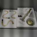 Crystal Chandelier Light Fixture, Modern K9 Crystal Chandeliers for Dining Room, 6-Lights Gold Ceiling Light, Adjustable Hanging Pendant Light Fixture for Living Room Entryway Kitchen Island Hallway, 27" High 22" Wide