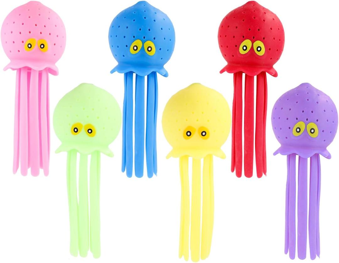 6pcs Octopus Water Balls, Funny Octopus Floating Pool Toys Novelty Sensory Squeeze Water Bomb Splash Balls Summer Swimming Pool Bath Toy for Kids (6 Colors)