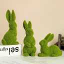 Easter Bunny Decorations, 3 PCS Resin Moss Bunny Figurines Green Faux Flocked Rabbit for Easter Decor Small Decorative Rabbit Statues for Home Decor, Spring Tabletop Centerpiece(Small Moss 3pcs)
